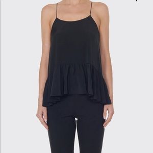 Tibi silk ruffle hem cami